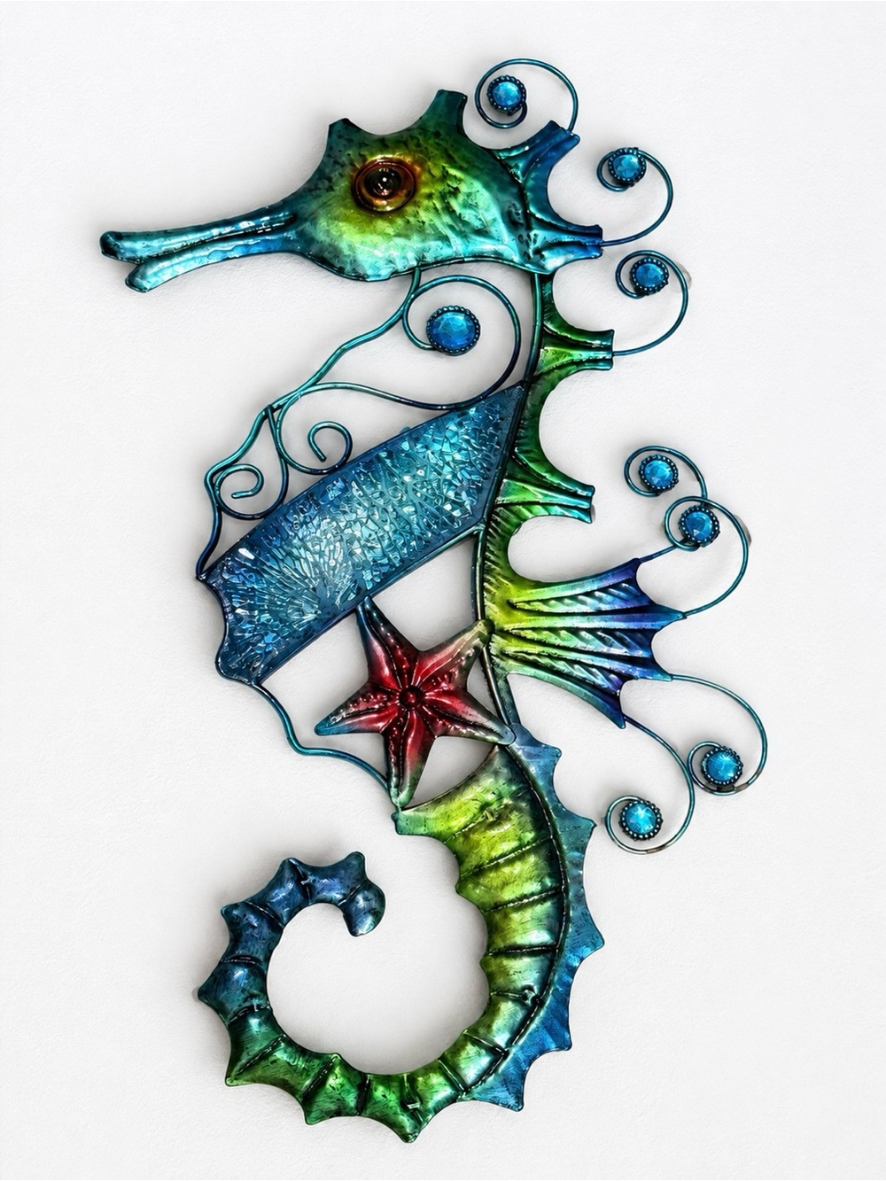 Mosaic Seahorse Metal Wall Art